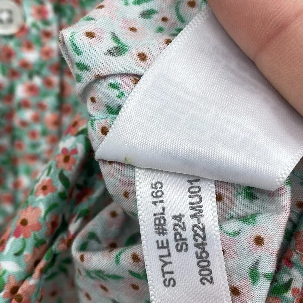 J.Crew Men's Size M Green Flex Wash Floral Print Button Front Shirt Short Sleeve